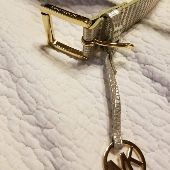 Michael Kors Metallic Gold Lizard-Embossed Belt SM - Picture 4 of 11